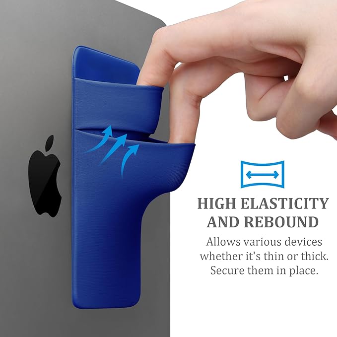 Lacdo Portable Hard Drive Sleeve for Laptop, 2-Pocket Stick on Pouch with Reusable Adhesive, for SanDisk, Samsung, Crucial, Portable External Solid State Drive SSD Hard Drive Carrying Case, Blue