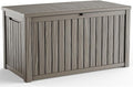 180 Gallon Outdoor Deck Box,Storage Lockable Waterproof Patio Furniture,Garden Tools,Cushions,Pool Accessories Outside Storage Resin Box(Grey)