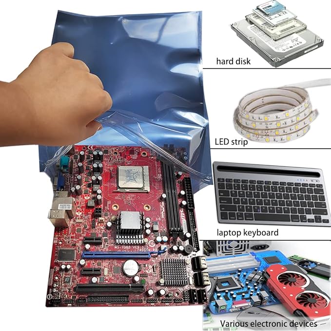 20pcs 11.8x15.7in/30x40cm Large Anti Static Bags with 20pcs Stickers, Premium Resealable Antistatic Bag,ESD Bags for Computer Electronic Devices