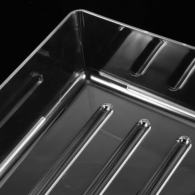 Stackable Paper Tray Organizer for Desk Wide Letter File Holder Transparent Desktop Storage Rack for Office Documents Mail and Stationery Management