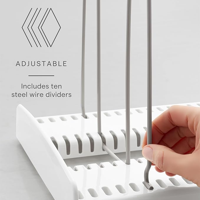 YouCopia StoreMore Expandable Cookware Rack with Tall Steel Wires, 12.5"-22" Wide Adjustable Pan Organizer for Kitchen Cabinet Storage, Classic Edition