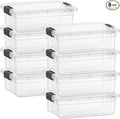 Superio Clear Storage Boxes with Lids, 1.27 Quart Plastic Container Bins for Organizing, Stackable Crates, BPA Free, Non Toxic, Odor Free, Organizers for Home, Office and Dorm, 8 Pack