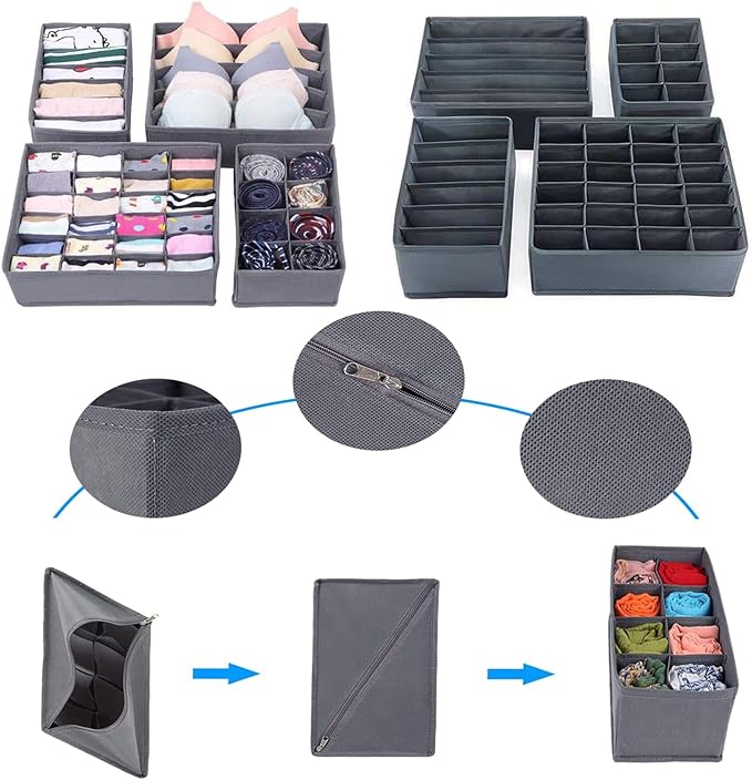 8 Pack Dresser Drawer Organizer Clothes Underwear Sock Storage Pink Foldable Closet Organizer Storage Box Cloth Drawer Dividers