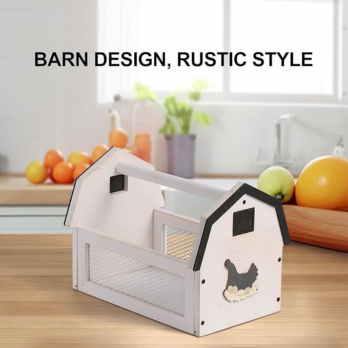 Wood Farmhouse Egg Collecting Basket - Gather Fresh Eggs from Chicken Countertop (Large)
