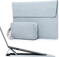 HYZUO 13.3-14 Inch Laptop Sleeve Case Bag with Adjustable Stand for MacBook Pro 14 M5/M4/M3/M2/M1 Pro/Max 2026-2021, MacBook Air/Pro 13.3, 13.8-13.5 Surface Laptop, with Pouch, Pale Blue