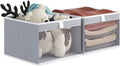 Linen Closet Organizers and Storage, Closet Storage Bins Basket Organizer, Foldable Organization Baskets with Mesh Window for Clothes Towels and Toys, 14.5" x 14.5" x 10.25", Gray, 2 pack