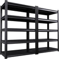 2 Pack Garage Shelving Heavy Duty Storage Shelves 2500LBS Adjustable Garage Shelves 5 Tier Metal Shelving Unit Utility Rack Shelf for Storage Kitchen Warehouse Pantry, Black 72 "H x 36 "W x 16" D