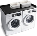 Washer Dryer Countertop with 2 Pack Storage Baskets, Wood Washer and Dryer Countertop with Non-Slip Pads/Edge Rails for Laundry Room Storage and Organization, 27.5" W x 54" L(Black)