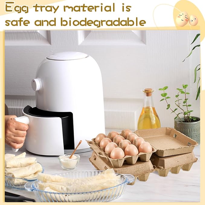 Rtteri 200 Pieces Paper Pulp Egg Cartons Bulk 3x4 Style Vintage Blank Egg Cartons Bulk for Fresh Duck Quail Storage Kitchen Family Farmhouse