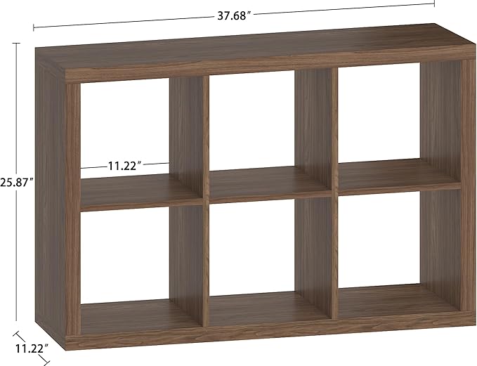 6 Cube Organizer, Cube Storage Organizer with Fabric Bin, Cube Storage Shelf for Bedroom, Living Room, Office, Modular Bookshelf Organizer for Books, Closet, Classic Oak