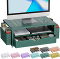 gianotter Desk Organizers and Accessories, Monitor Stand with Drawer and 2 Pen Holder, Desktop Organizer Suitable for Offices and Dormitories (Green)