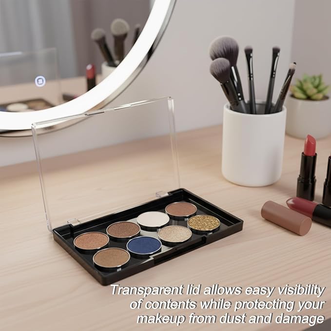 2 Pack Black Base Clear Lid Magnetic Eyeshadow Palette for Makeup Artists, Empty Eyeshadow Palette, Magnetic Makeup Palette Empty, DIY Cosmetic Organizer