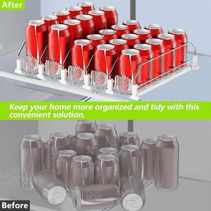Drink Organizer for Fridge,Self Pushing Fridge Drink Organizer,Automatic Drink Dispenser for Fridge-Holds up to 30 Cans