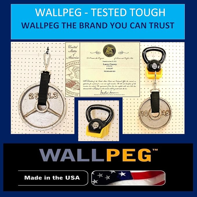 WallPeg 12 Black PEGBOARD Bins - Peg Board Organizer Accessories - Pegboard Bins for Craft Room Storage & Garage Organization - Handy Peg Board Wall Organizer Bin Set -Made in USA-