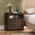 Oak&Sparrow 2 Drawer Tall Dresser for Bedroom, 23.6'' Rattan Dresser with Ample Storage, Boho Chest of Drawers, Thickened Curved Profile Design, Dark Walnut Dressers for Bedroom, Living Room