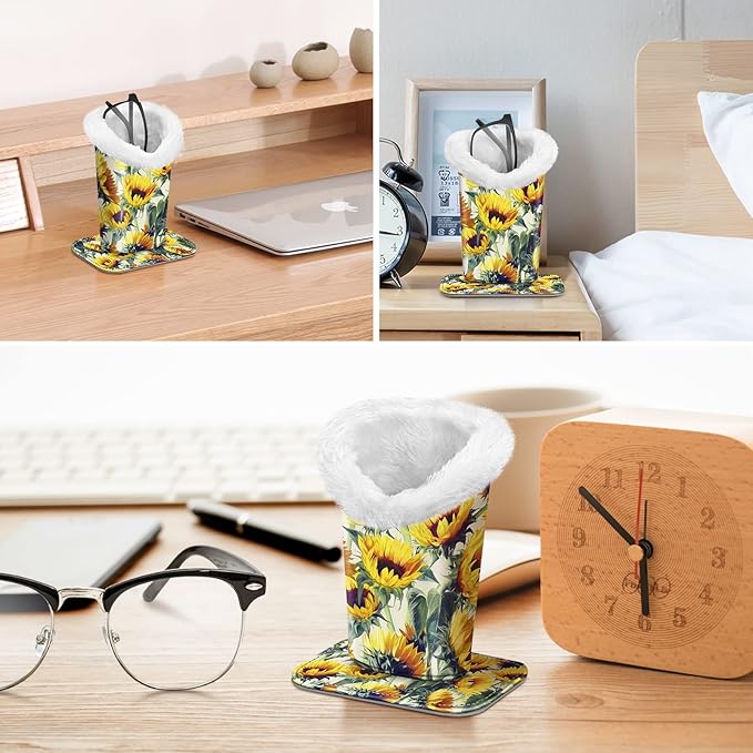 Fintie Plush Lined Eyeglasses Holder, Glasses Stand Case, Anti-scratch Glasses Storage Organizer for Desk, Nightstand, Office