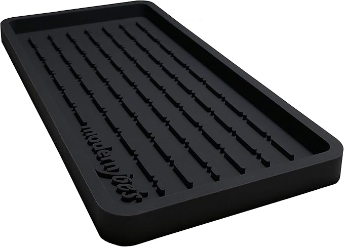 MODERNJOE'S Sponge Holder and Sink Organizer - Kitchen Bath Vanity - Multi-use Silicone Tray – Non-Slip, Heat Resistant and Dishwasher Safe – 11” X 5.5” - Black
