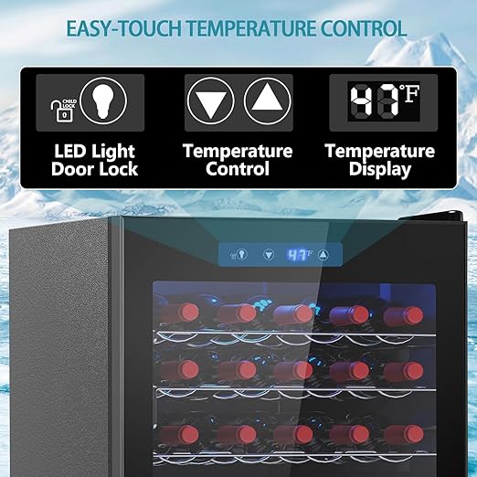COWSAR 37 Bottle Wine Fridge, Freestanding Commercial Beverage Refrigerator with Smart Temp Control, 4.45 Cu.Ft Mini Fridge Wine Cooler with Child Lock& Wavy Wire Shelves for Kitchen Bar, Black