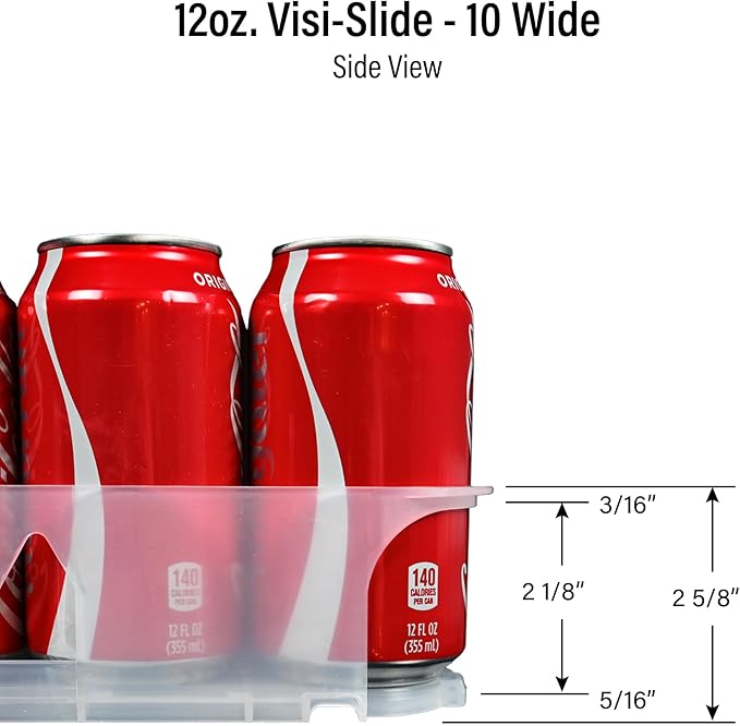 Display Technologies Gravity Fed Organizer for 12/16oz Beverages on Flat & Angled Shelves in Coolers (Pack of 6)