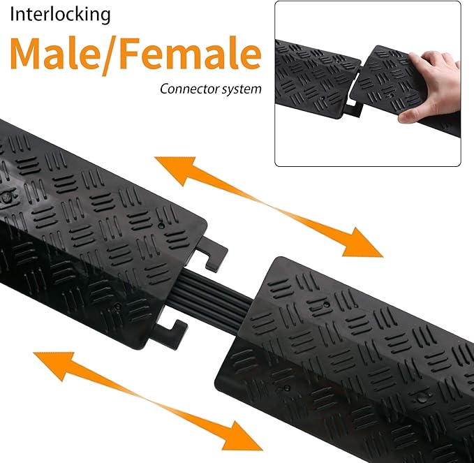 Small 3 Pack - Floor Cord Cover Cord Protector Drop Over Drop Trak Cable Ramp for Office Warehouse - Black