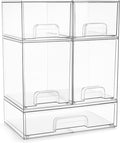 Sorbus Acrylic Storage Containers - 5 Pack, Stackable Storage Bins Set for Bathroom Organization - Clear Acrylic Drawer Organizers - Makeup Case Pull-Out Drawers (7.6’’ and 4.4’’ Tall and 12.1’’ Wide)