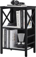 Small Bookshelf,3 Tier Industrial Bookcase with Metal Frame and Backboard,Low Black Book Shelf,Book case for Small Spaces,Living Room,Bedroom and Home Office