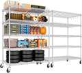 PrimeZone 5 Tier 48" Wx24''Dx81''H Wire Shelving with Wheels 3000lbs NSF Certified Storage Shelves Heavy Duty Metal Shelf Adjustable Rolling Rack Commercial Garage Restaurant Warehouse Chrome 2Pack