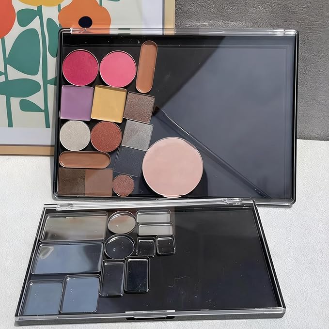 LANIAKEA 6PCS Large Magnetic Makeup Palette with Clear Top 9.25'' x6.57'' Empty Eyeshadow Pan Dispensing Storage Box for DIY Cosmetics Eyeshadow Blush Powder