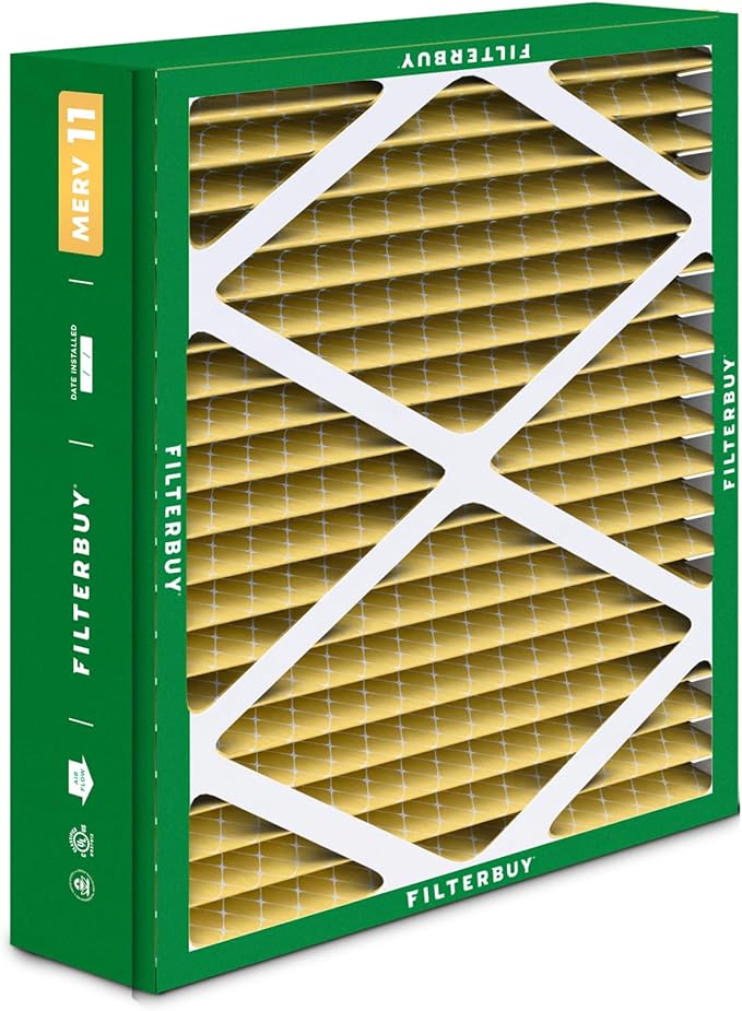 Filterbuy 21x21.5x5 Air Filter MERV 11 Superior Pet & Allergy Defense (4-Pack), Pleated HVAC AC Furnace Filters for Trane Perfect Fit & American Standard (Actual Size: 20.00 x 21.09 x 4.97)