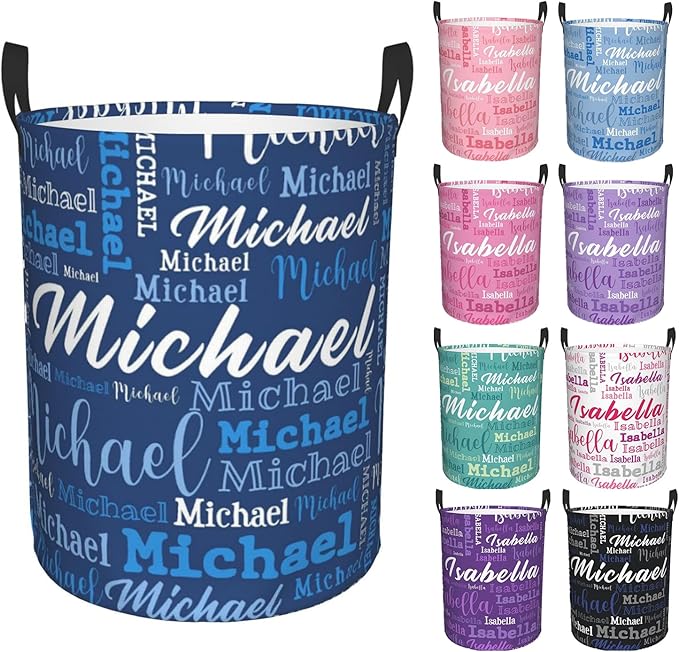 Custom Name Laundry Hamper, Personalized Laundry Baskets with Name for Boys Girls Women Men, Customized Collapsible Dirty Clothes Hamper Easy Storage Gifts for Bedroom Bathroom Living Room