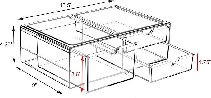 Sorbus Large Stackable Acrylic Drawers - 3 Clear Storage Drawers for Organizing Make up, Nail Polish, Hair Accessories, and Beauty Supplies - Makeup Organizer for Vanity, Bathroom Organizer Countertop