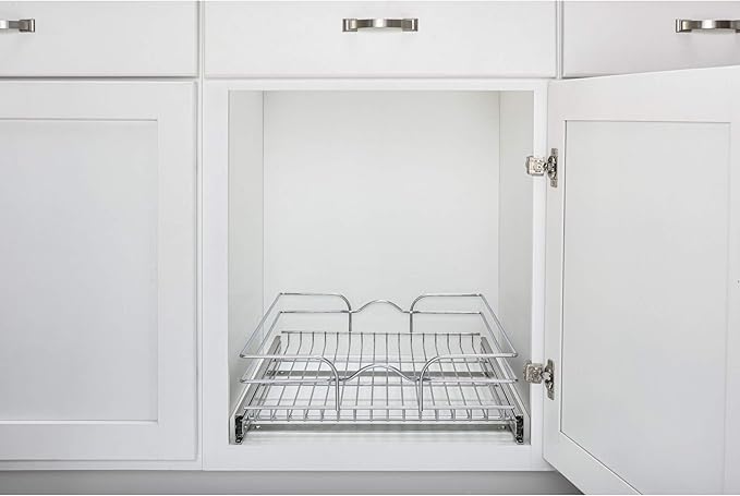 Rev-A-Shelf Kitchen Cabinet Pullout Shelf and Drawer Organizer Slide Out Pantry Storage Basket in Multiple Sizes, 21 x 20 In, 5WB1-2120CR-1