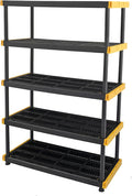CX Black & Yellow, 5-Tier Heavy Duty Plastic Storage Shelving Unit, 200lbs/shelf (72”H x 48”W x 20”D), for Garage Storage, Warehouse & Basement Use, Modular Rack