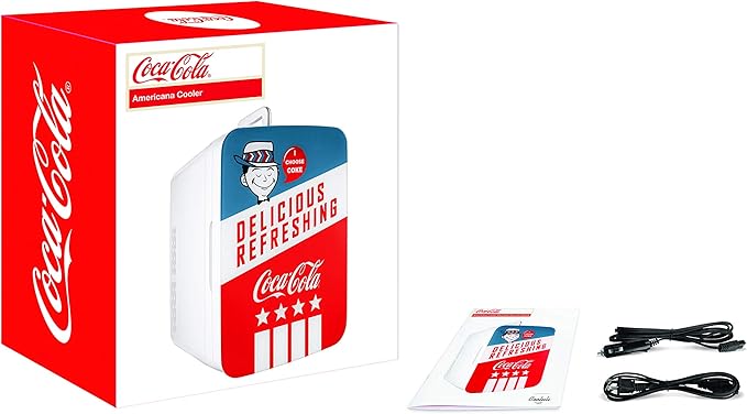 Cooluli Retro Coca-Cola Mini Fridge for Bedroom - Car, Office Desk & College Dorm Room - 10L/12 Can Small Refrigerator - AC/DC 12V Portable Cooler & Warmer for Food, Drinks & Skincare (Coke, Vintage)