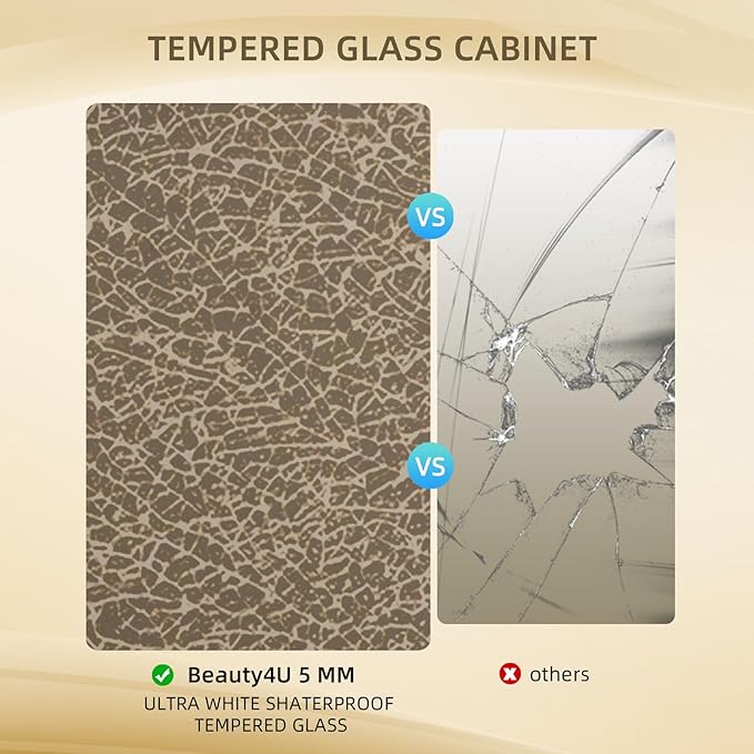 Beauty4U Glass Display Cabinet with 4 Shelves, 2 Doors Curio Cabinets for Living Room, Bedroom, Office, 5mm Brown Tempered Glass Floor Standing Bookshelf, Quick Installation