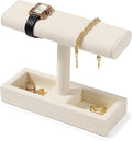 Oirlv Microfiber T-Bar Watch Display Stand Jewelry Display Props Jewelry Organizer Holder for Watch Bracelet Ring Earrings (Creamy-white,Microfiber)