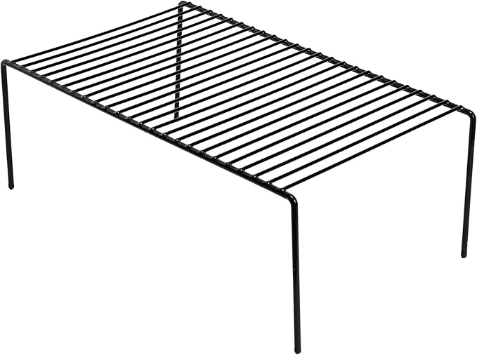 iPEGTOP Kitchen Cabinet Storage Shelf Rack, Set of 2 Large (15.7 x 9.4 Inch) Rustproof Metal Wire Shelves Spice Shelf Rack Cupboard Organizer for Pantries Countertops Utensils Organization, Black
