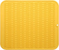 Silicone Dish Drying Mat for Multiple Usage,Easy clean,Eco-friendly,Heat-resistant Silicone Mat for Kitchen Counter or Sink,Refrigerator or Drawer Liner Yellow XL 18 inches x 16 inches