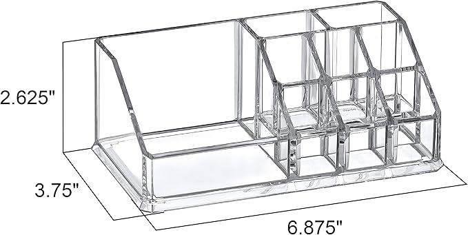 Amazing Abby - Tiffany - 2-Pack Acrylic Cosmetic Organizer, Transparent Plastic Makeup Holder, Compartmented, Shatter-Proof, Perfect Bathroom Vanity Storage Solution for Beauty Supply, Small