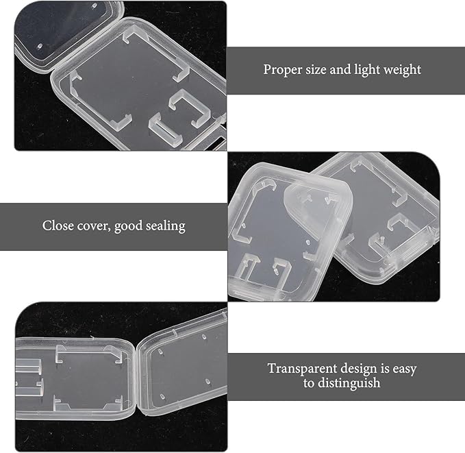 GALPADA 24pcs 24pcs Transparent Memory Card Storage Organizer Case with Lid Portable Protective Storage Box for Secure Protection and Easy Carry