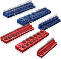 6-Piece Magnetic Socket Organizer Set, Magnetic Socket Holder Includes 1/4", 3/8", 1/2" Drive Metric SAE Socket Trays,Holds Standard and Deep Sockets (6-Piece Magnetic Socket Organizer)