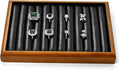 Oirlv Solid Wood 11 Slots Ring Tray Jewelry Organizer Tray Jewelry Drawer Organizer(Black)