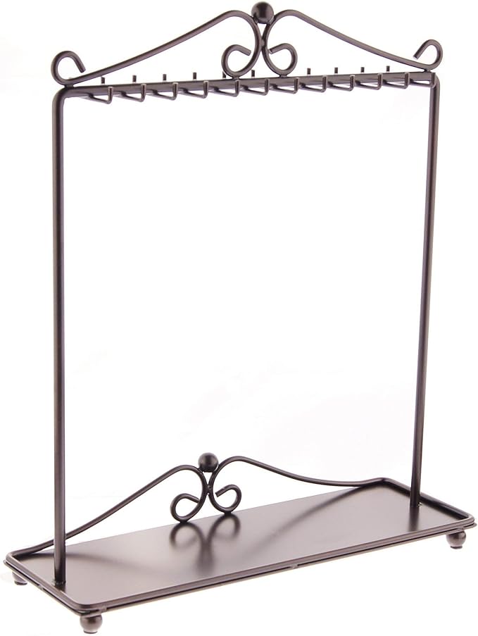 Angelynn's Sturdy Long Necklace Holder Organizer Tall Tabletop Pendant Display Stand, Freestanding Large Capacity Jewelry Tree, Calla Rubbed Bronze 13 1/2" Wide x 15 3/4" Tall