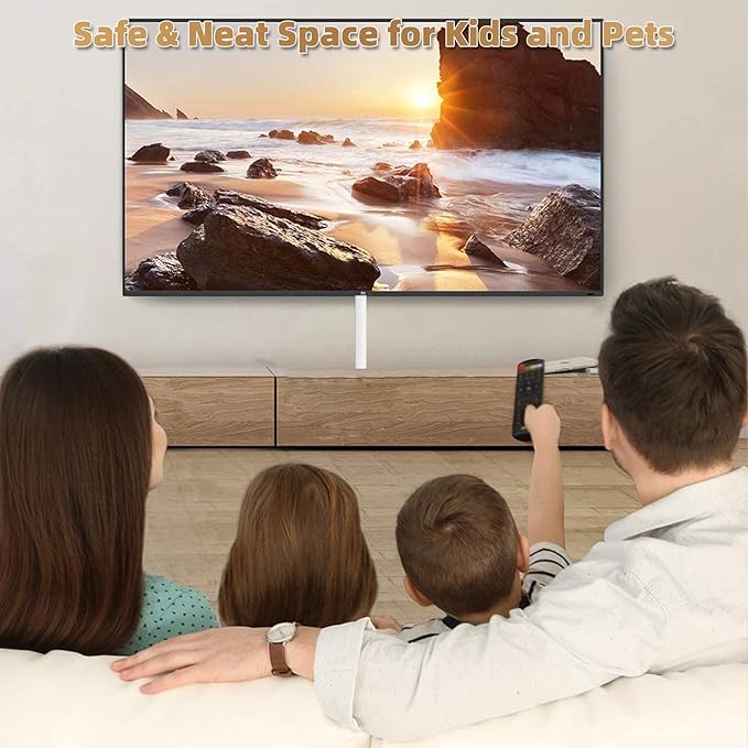 118" Side Open One Cord Hider (<1/4") for Wall Mounted Tv,Extension Cable Cover to Hide Conceal Cords Along Wall,Wire Raceway Management Cable Concealer Channel,Electric Cord Organizer Wiremold,White