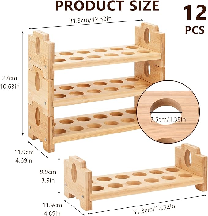 3-Tier Wooden Egg Holder - Egg Basket For Gathering Fresh Eggs, Layer Egg Tray Holder Countertop For 12 Eggs,Tier Egg Organizer For Farmhouse Kitchen Refrigerator Fits Duck, Turkey, Chicken Eggs