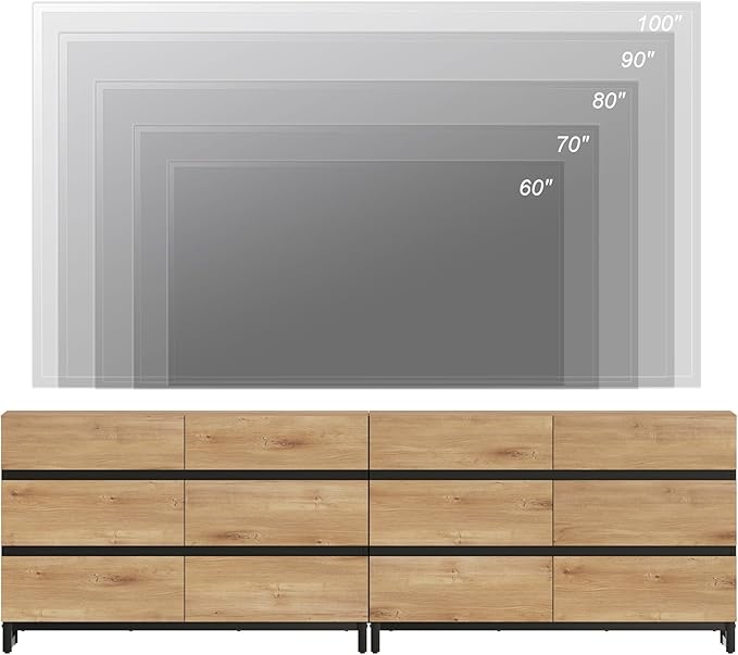 WAMPAT Dresser for Bedroom, Closet Organizers and Storage with 12 Drawers, Chest of Drawers with Metal Base, Modern Wooden Dresser for Living Room, Bedroom, Oak