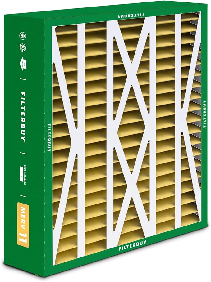 Filterbuy 17.5x21x5 Air Filter MERV 11 Superior Pet & Allergy Defense (4-Pack), Electrostatic Pleated HVAC AC Furnace Filters for Rheem, Ruud, and Protech (Actual Size: 17.13 x 20.63 x 4.38)