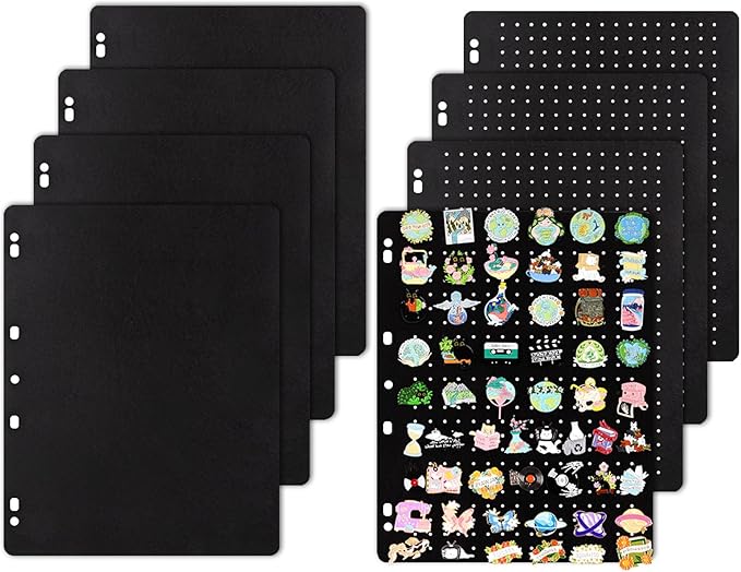 Enamel Pin Display Pages,Creative Pin Collection with 8 Flip-Pages,Fit in Any 3-Ring or 4-Ring Binder,Designed to Easily Trade & Display Enamel Pins (Pins Not Included)