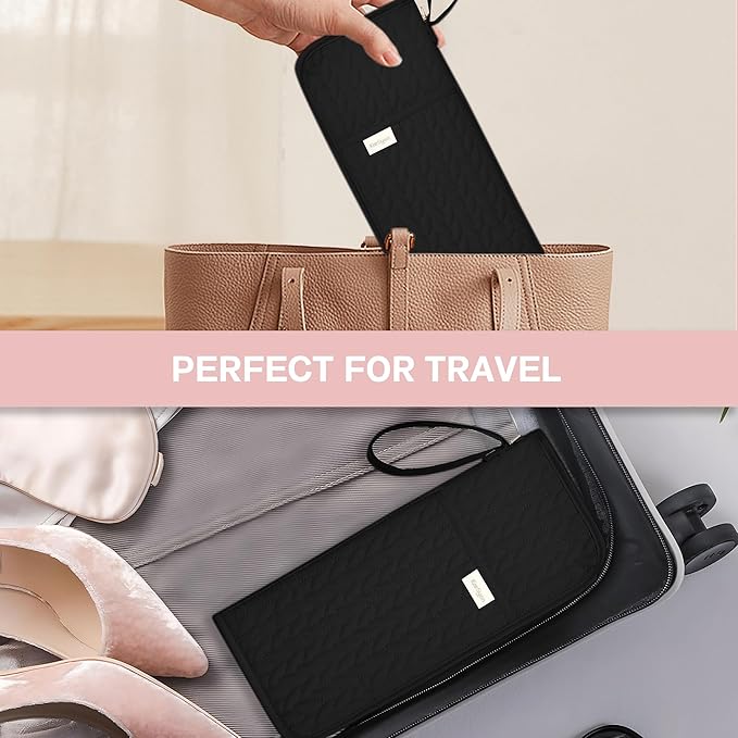 Hot Tools Organizer Heat Resistant Mat Case Hair Tools Holder Travel Bag Portable Hair Styling Tools Cover Pouch for Curling Iron,Flat Iron,Hair Straightener (Black)