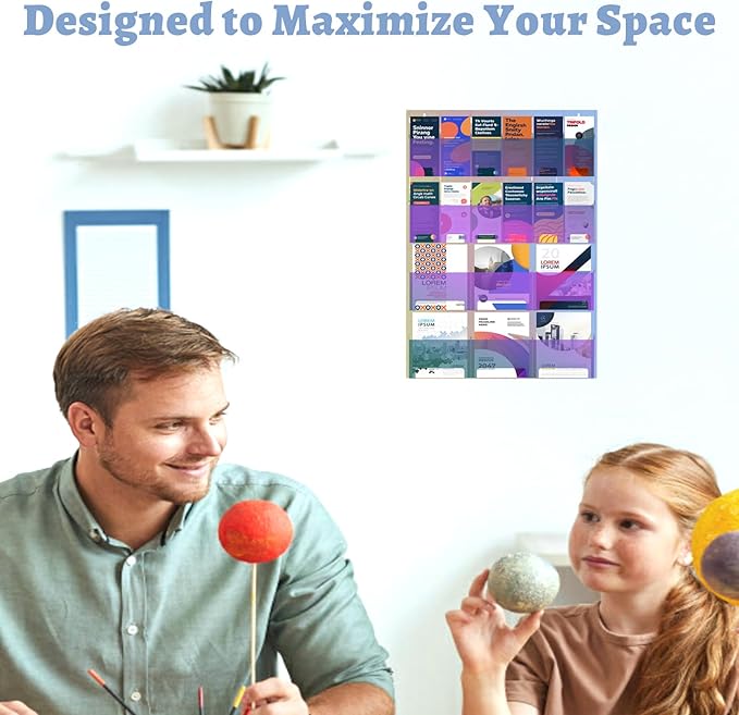 Iridescent Acrylic Wall Mounted Brochure Holder, 6 Magazine Holders and 12 Pamphlet Holders, Color-Shifting Display Rack, Trifold Flyer Rack, Literature Storage Rack for Home, Offices, Waiting Room